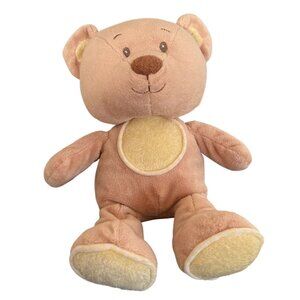 Babies R Us Tan Teddy Bear Yellow Circle Tummy Plush Stuffed Baby Lovey 12 inch